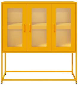 mustársárga hideghengerelt acél tálalószekrény 100,5x39x107 cm