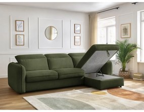 Zöld kinyitható sarokkanapé (variálható) Achille – Bobochic Paris