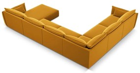 Mustársárga bársony sarokkanapé (bal oldali-U alakú) Vanda – Mazzini Sofas