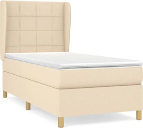 vidaXL krémszínű szövet rugós ágy matraccal 90 x 190 cm
