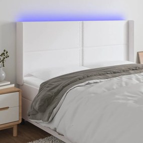 fehér műbőr LED-es fejtámla 163x16x118/128 cm