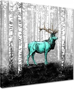 Vászonkép 40x40 Szarvas Nyírfa Erdő