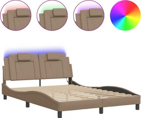 vidaXL kávészínű ágykeret Viana LED-ekkel matrac nélkül 140 x 200 cm