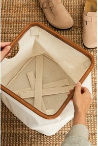 Krémszínű textil tárolódoboz 30x30x30 cm Bamboo/Linen Cube – Bigso