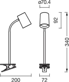 Osram - DESK LINE asztali lámpa csíptetővel 1xGU10/9W/230V fehér