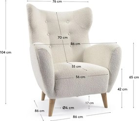 Fehér buklé fotel Patio – Kave Home