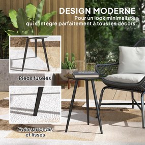 Outsunny Kisméretű Kerek Kávézóasztal, Ülőasztal, Edzett Üveg Tetejű, Hegyes Lábakkal, Acél Vázzal, Asztal Erkélyre, Kertbe, Teraszra, Nappaliba, Feke