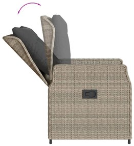 3részes világosszürke polyrattan kerti étkezőgarnitúra párnával