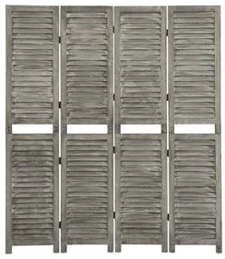 szürke 4 paneles tömör faparaván 143 x 166 cm