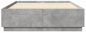betonszürke szerelt fa ágykeret LED-del 150 x 200 cm