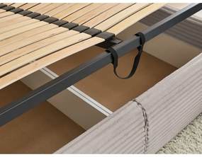 Bézs kárpitozott ágyneműtartós franciaágy ágyráccsal 180x200 cm Jade – Bobochic Paris