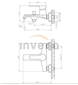 Invena Fira, falra szerelhető kádcsaptelep, fekete matt, BW-71-004-V