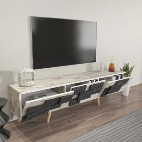 TV szekrény 3 D - White, Marble