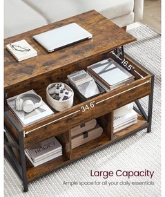 VASAGLE emelhető tetejű dohányzóasztal 50 × 100 × (49–62 cm), barna és fekete színben