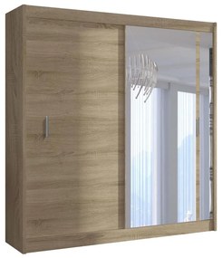 SABRINA gardróbszekrény tükörrel, 203x215 cm, sonoma tölgy
