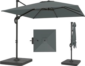 Outsunny alumínium karos napernyő Ø244 cm – kurbli, töltött súlylapok, vízlepergető, 360° forgatható, dönthető – kert/terasz | Aosom