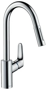 Mosogató csaptelep Hansgrohe Focus M41 kihúzható zuhannyal, 2 áram króm 31815000