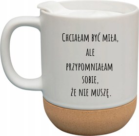 Fehér Bögre Fedéllel És Parafa Aljjal Ajándék Kedves Akartam Lenni