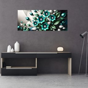 Kép - 3D türkiz virágok (120x50 cm)