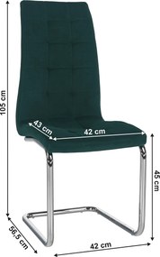 Étkezőszék, smaragd Velvet szövet/króm, SALOMA NEW