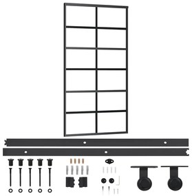 ESG üveg és alumínium tolóajtó fémszerelvény-szettel 102x205 cm