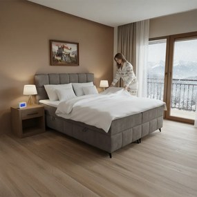 Boxspring ágy, 160x200, barnásszürke taupe, ALMA