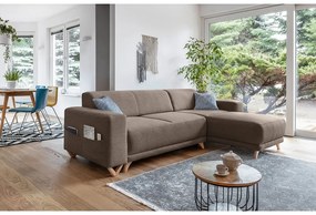 Barna kinyitható-tárolóhelyes sarokkanapé Classy Sophie – Miuform