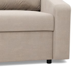 Zeus sarokkanapé, 2 ágyneműtartóval, döntött kartámasz, bársony, univerzális oldal, hab töltet, bézs