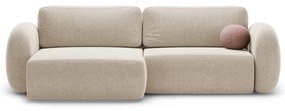 Bézs zsenília kinyitható-tárolóhelyes sarokkanapé Tonale – Cosmopolitan Design