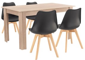 Zara 4+1 étkező garnitúra fekete-sonoma tölgy