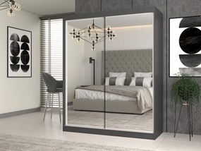 Aldabra IGA 160 A tolóajtós gardróbszekrény 120x61x200, 2 tükörrel, antracit- tölgy