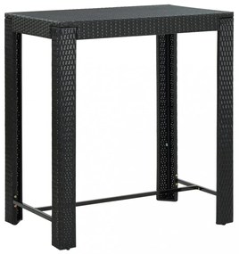 7 részes fekete polyrattan kültéri bárszett párnákkal