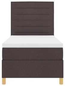 Box Spring Ágy matraccal &amp; LED világítással Sötétbarna 90x200 cm Szövet