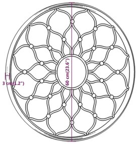 fekete kerek vas kerti tükör kültéri használatra 60 x 3 cm