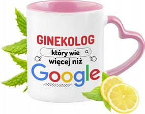 Nőgyógyász bögre Rózsaszín, szív alakú füllel Kávé ajándék