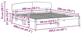 Ágykeret Fejházzal Gyantázott Barna 200x200 cm Tömör Fenyő