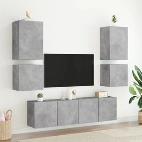 2 db betonszürke szerelt fa fali TV-szekrény 40,5 x 30 x 40 cm