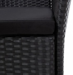 9 részes fekete polyrattan kültéri étkezőgarnitúra