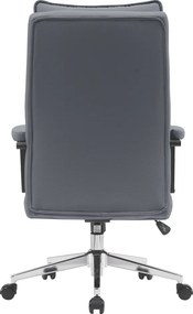 Irodai szék, szürke ekobőr/króm, KAHIL