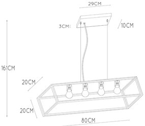 Lucide 00425/04/30 - Csillár zsinóron FABIAN 4xE27/40W/230V