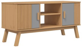 OLDEN szürke és barna tömör fenyőfa TV-szekrény 114x43x57 cm