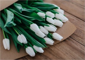 Egy csokor fehér tulipán képe (üvegen) (70x50 cm)