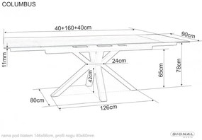 Columbus bővíthető étkezőasztal kerámia 160-240 cm