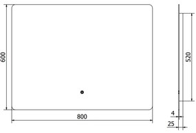 Mexen Sun, LED fürdoszobai tükör háttérvilágítással 80x60 cm, 6000K, páramentes, 9807-080-060-611-00