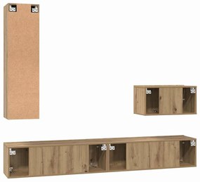 TV Szekrény Szett 4 pcs kézműves tölgy 200 x 30 x 30 cm Faanyag