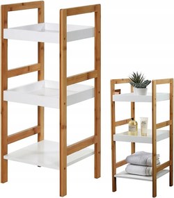 Fürdőszobai polc bambusz 3 szintes emeletes kozmetikai polc törölköző