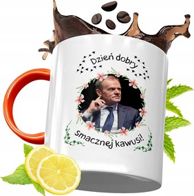 Donald Tusk Narancssárga Bögre Ajándék, fényképes nyomattal