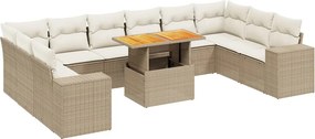 vidaXL 11 részes bézs polyrattan kerti ülőgarnitúra párnákkal