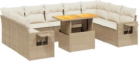vidaXL 10 részes bézs polyrattan kerti ülőgarnitúra párnával