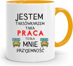 Sárga Bögre Taxisofőrnek Nekem Öröm nyomott mintával